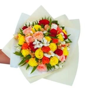 Buquê com 40 Rosas Coloridas
