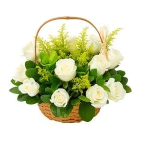 Cesta com 12 Rosas Branca