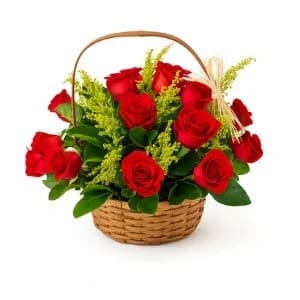 Cesta com 15 Rosas Vermelha